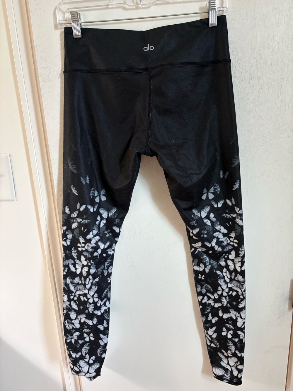 ALO Yoga Black Leggings with White Butterfly Print